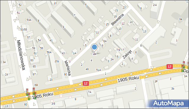 Radom, Bławatna, 4A, mapa Radomia