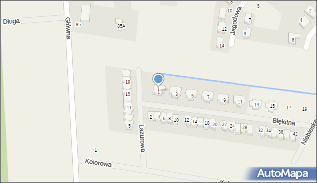 Radzyny, Błękitna, 1, mapa Radzyny