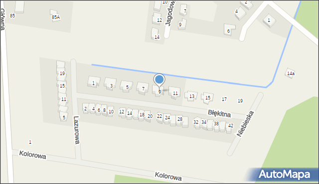 Radzyny, Błękitna, 9, mapa Radzyny