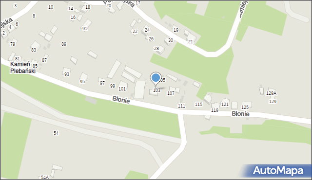 Sandomierz, Błonie, 103, mapa Sandomierza
