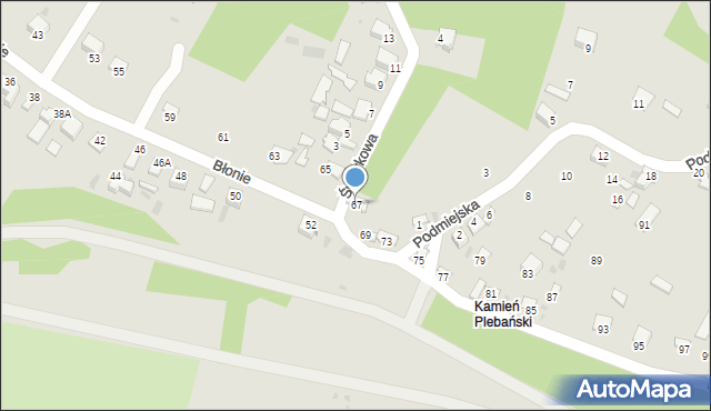 Sandomierz, Błonie, 67, mapa Sandomierza