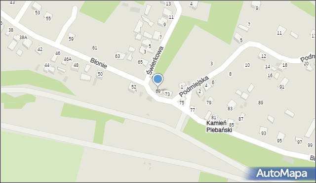 Sandomierz, Błonie, 69, mapa Sandomierza
