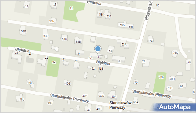 Stanisławów Pierwszy, Błękitna, 4, mapa Stanisławów Pierwszy