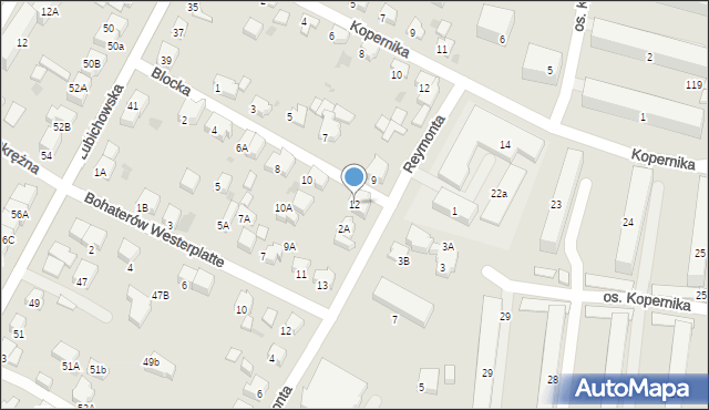 Starogard Gdański, Blocka Józefa, ks., 12, mapa Starogard Gdański