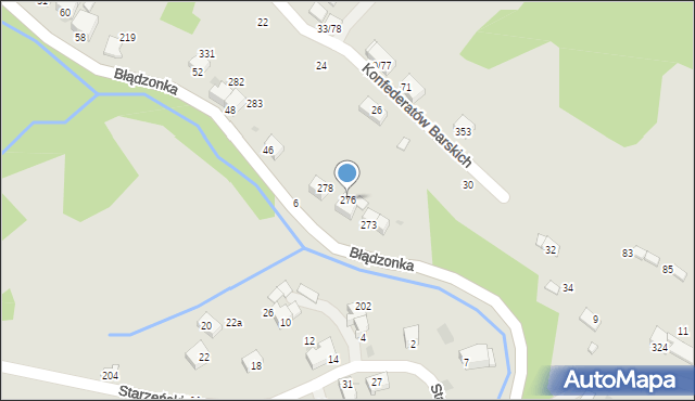 Sucha Beskidzka, Błądzonka, 276, mapa Sucha Beskidzka