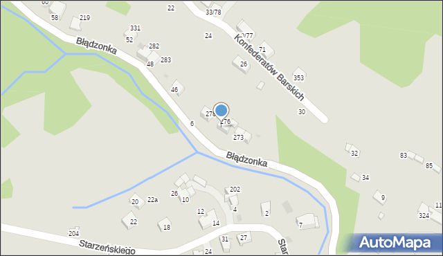 Sucha Beskidzka, Błądzonka, 280, mapa Sucha Beskidzka
