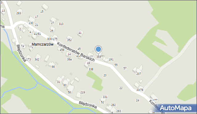 Sucha Beskidzka, Błądzonka, 333, mapa Sucha Beskidzka
