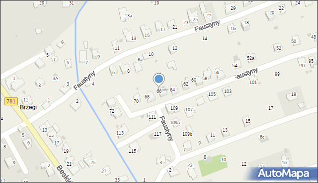 Sułkowice, bł. s. Faustyny, 66, mapa Sułkowice