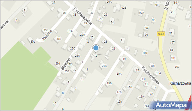 Świerklany, Błękitna, 1, mapa Świerklany