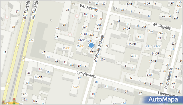 Szczecin, bł. Królowej Jadwigi, 25, mapa Szczecina