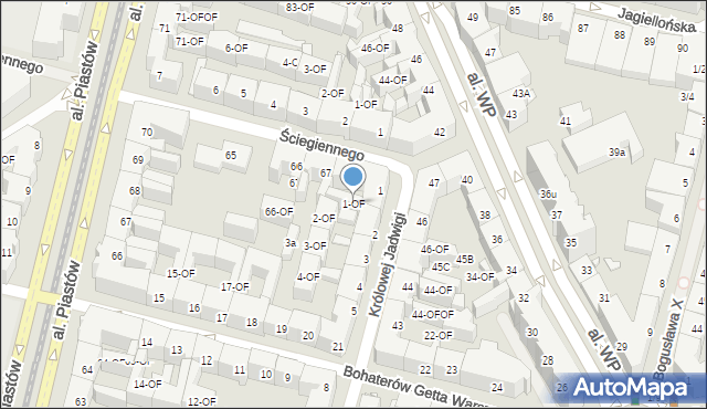 Szczecin, bł. Królowej Jadwigi, 1-OF, mapa Szczecina