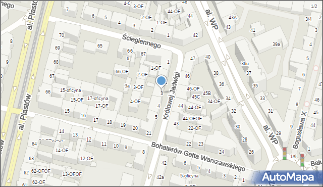 Szczecin, bł. Królowej Jadwigi, 3, mapa Szczecina