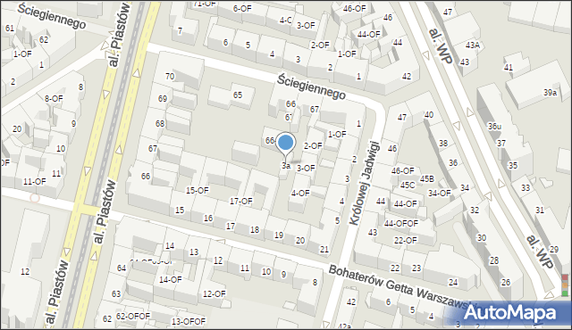Szczecin, bł. Królowej Jadwigi, 3a, mapa Szczecina
