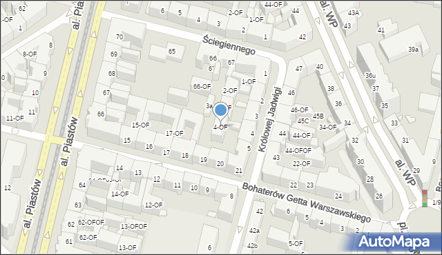 Szczecin, bł. Królowej Jadwigi, 4-OF, mapa Szczecina
