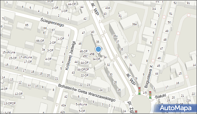 Szczecin, bł. Królowej Jadwigi, 45d, mapa Szczecina