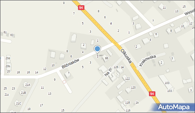 Szyce, Bliźniaków, 1, mapa Szyce