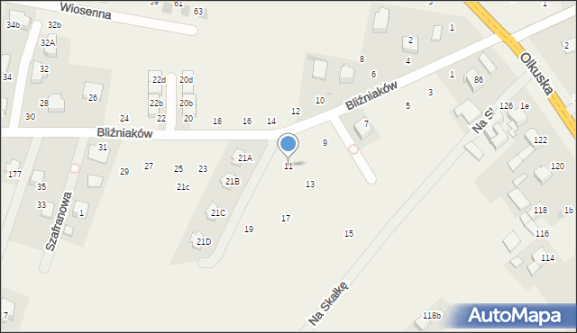 Szyce, Bliźniaków, 11, mapa Szyce