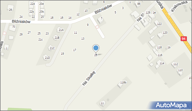 Szyce, Bliźniaków, 15, mapa Szyce
