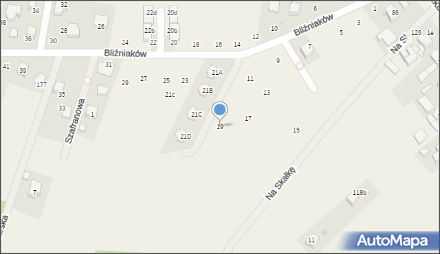 Szyce, Bliźniaków, 19, mapa Szyce