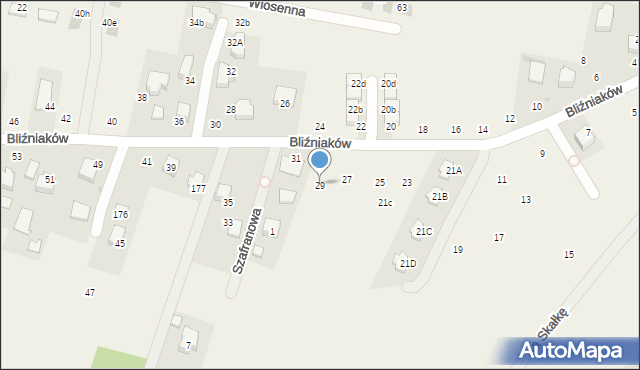 Szyce, Bliźniaków, 29, mapa Szyce