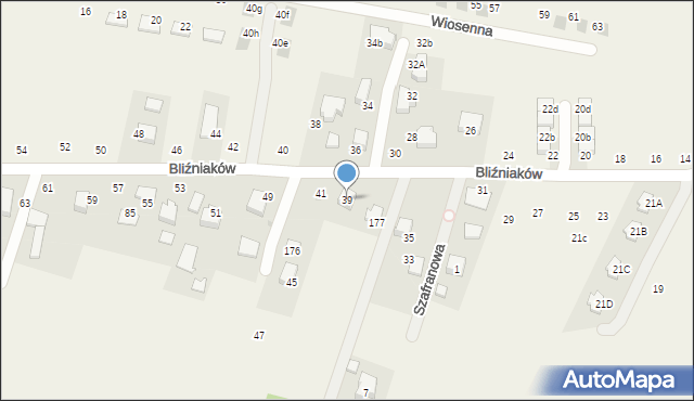 Szyce, Bliźniaków, 39, mapa Szyce