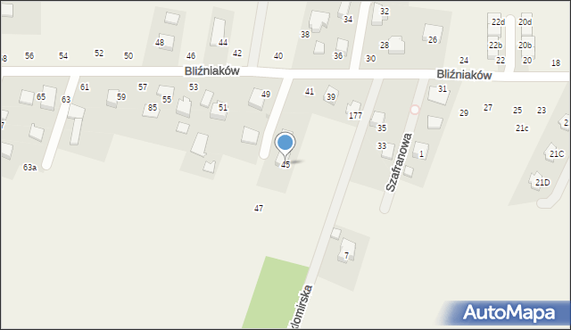 Szyce, Bliźniaków, 45, mapa Szyce