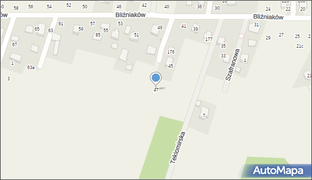 Szyce, Bliźniaków, 47, mapa Szyce