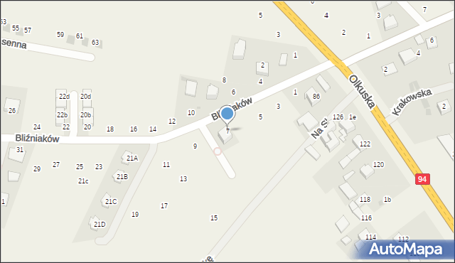 Szyce, Bliźniaków, 7, mapa Szyce