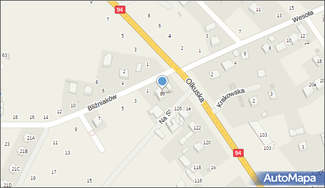 Szyce, Bliźniaków, 86, mapa Szyce