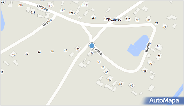 Tarnobrzeg, Błonie, 52, mapa Tarnobrzegu