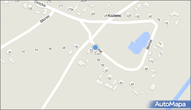 Tarnobrzeg, Błonie, 54, mapa Tarnobrzegu