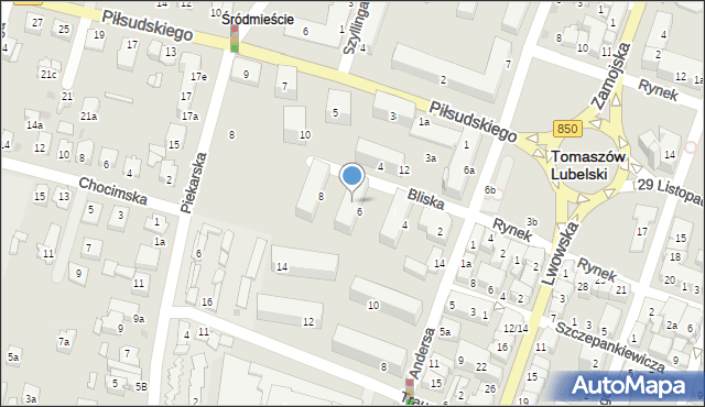 Tomaszów Lubelski, Bliska, 1, mapa Tomaszów Lubelski