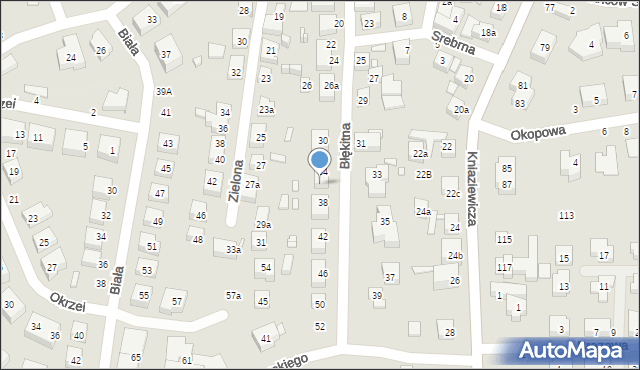 Toruń, Błękitna, 36, mapa Torunia
