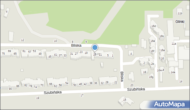 Toruń, Bliska, 15, mapa Torunia