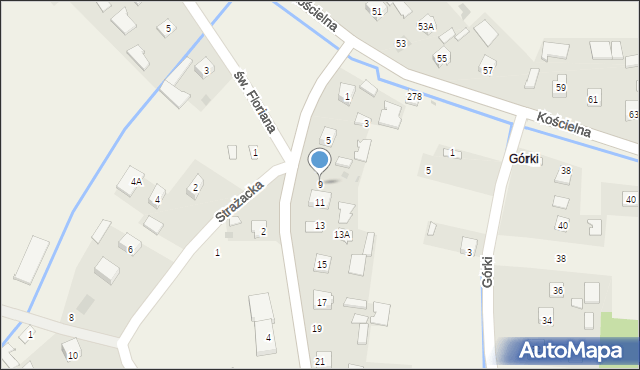 Trześń, Błonie, 9, mapa Trześń