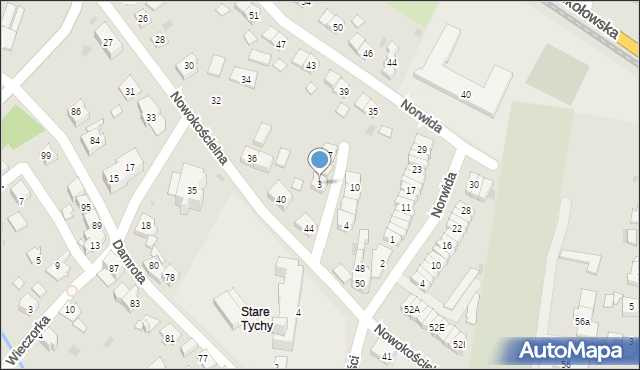 Tychy, Blachnickiego Franciszka, ks., 3, mapa Tychów