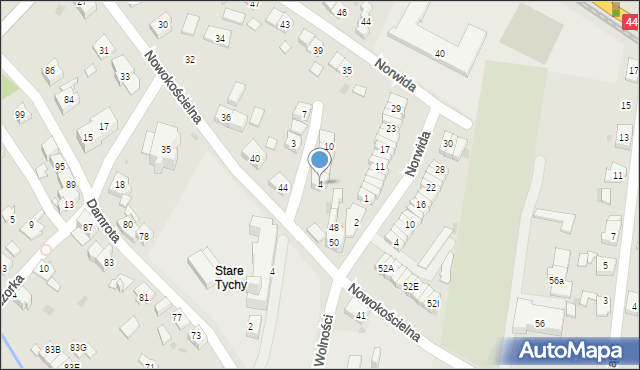 Tychy, Blachnickiego Franciszka, ks., 4, mapa Tychów