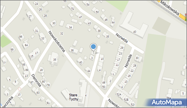 Tychy, Blachnickiego Franciszka, ks., 5, mapa Tychów