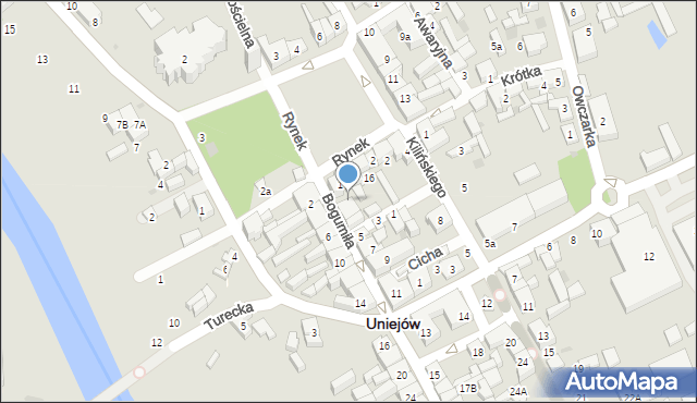 Uniejów, bł. Bogumiła, 3, mapa Uniejów