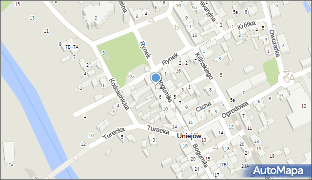 Uniejów, bł. Bogumiła, 4, mapa Uniejów