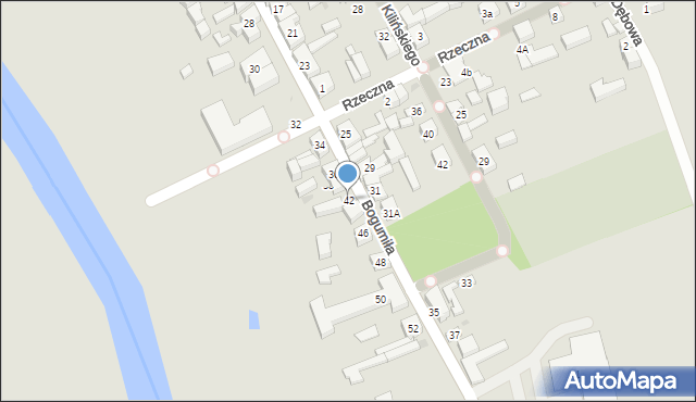 Uniejów, bł. Bogumiła, 42, mapa Uniejów