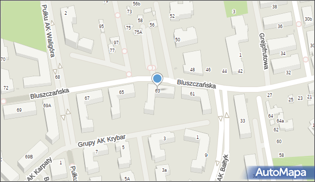 Warszawa, Bluszczańska, 63, mapa Warszawy