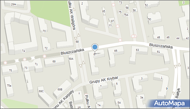 Warszawa, Bluszczańska, 67, mapa Warszawy