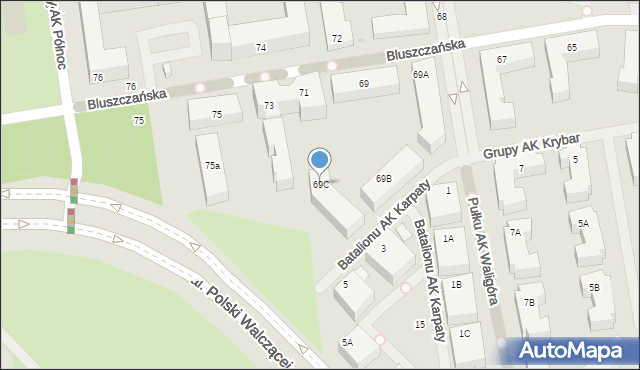 Warszawa, Bluszczańska, 69C, mapa Warszawy