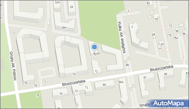 Warszawa, Bluszczańska, 70, mapa Warszawy