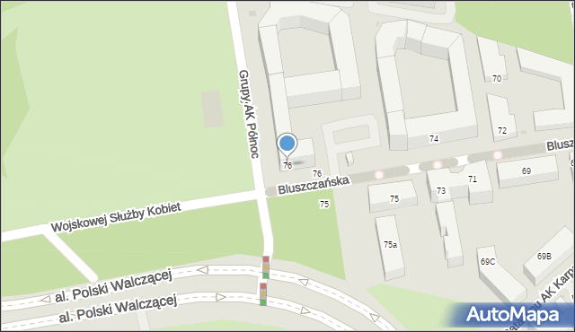 Warszawa, Bluszczańska, 76, mapa Warszawy