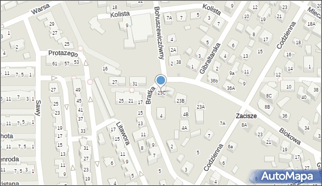 Warszawa, Blokowa, 23C, mapa Warszawy