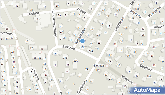 Warszawa, Blokowa, 36b, mapa Warszawy