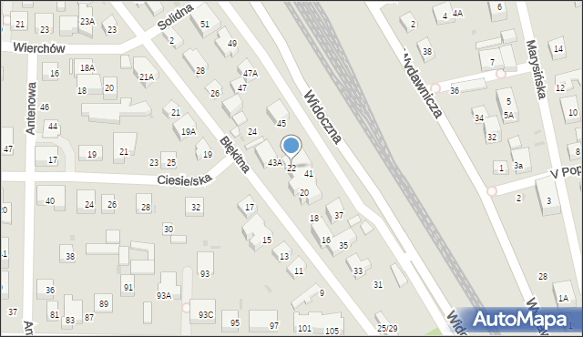 Warszawa, Błękitna, 22, mapa Warszawy