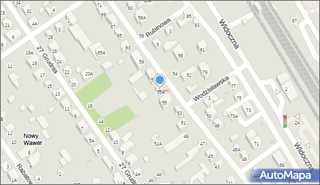 Warszawa, Błękitna, 55A, mapa Warszawy